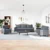 Sofa Sofos komplektas su pagalvėlėmis, 4 dalių, pilkas, aksomas