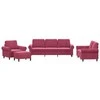 Sofa Sofos komplektas su pagalvėlėmis, 4 dalių, vyno, aksomas