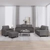 Sofa Sofos komplektas su pagalvėlėmis, 4 dalių, pilkas, dirbtinė oda