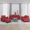 Sofa Sofos komplektas su pagalvėlėmis, 4 dalių, vyno, dirbtinė oda