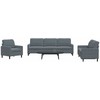 Sofa Sofos komplektas su pagalvėlėmis, 4 dalių, pilkas, aksomas