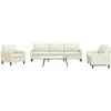 Sofa Sofos komplektas su pagalvėlėmis, 4 dalių, kreminis, aksomas
