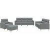 Sofa Sofos komplektas su pagalvėlėmis, 4 dalių, pilkas, audinys