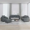 Sofa Sofos komplektas su pagalvėlėmis, 4 dalių, pilkas, aksomas