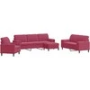 Sofa Sofos komplektas su pagalvėlėmis, 4 dalių, vyno, aksomas
