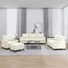 Sofa Sofos komplektas su pagalvėlėmis, 4 dalių, kreminis, aksomas