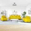 Sofa Sofos komplektas su pagalvėlėmis, 4 dalių, geltonas, aksomas
