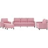 Sofa Sofos komplektas su pagalvėlėmis, 4 dalių, rožinis, aksomas