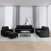 Sofa Sofos komplektas su pagalvėlėmis, 4 dalių, juodas, aksomas