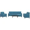 Sofa Sofos komplektas su pagalvėlėmis, 4 dalių, mėlynas, aksomas