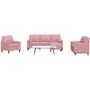 Sofa Sofos komplektas su pagalvėlėmis, 4 dalių, rožinis, aksomas