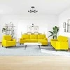 Sofa Sofos komplektas su pagalvėlėmis, 4 dalių, geltonas, aksomas