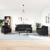 Sofa Sofos komplektas su pagalvėlėmis, 4 dalių, juodas, aksomas