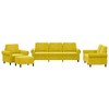 Sofa Sofos komplektas su pagalvėlėmis, 4 dalių, geltonas, aksomas