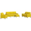 Sofa Sofos komplektas su pagalvėlėmis, 4 dalių, geltonas, aksomas