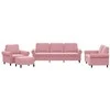 Sofa Sofos komplektas su pagalvėlėmis, 4 dalių, rožinis, aksomas