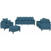 Sofa Sofos komplektas su pagalvėlėmis, 4 dalių, mėlynas, aksomas