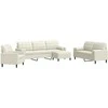 Sofa Sofos komplektas su pagalvėlėmis, 4 dalių, kreminis, aksomas