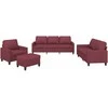 Sofa Sofos komplektas su pagalvėlėmis, 4 dalių, vyno, audinys