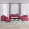 Sofa Sofos komplektas su pagalvėlėmis, 4 dalių, vyno, aksomas