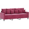 Sofa Sofos komplektas su pagalvėlėmis, 4 dalių, vyno, aksomas