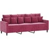 Sofa Sofos komplektas su pagalvėlėmis, 4 dalių, vyno, aksomas