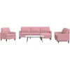 Sofa Sofos komplektas su pagalvėlėmis, 4 dalių, rožinis, aksomas