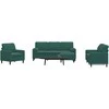 Sofa Sofos komplektas su pagalvėlėmis, 4 dalių, žalias, aksomas