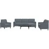 Sofa Sofos komplektas su pagalvėlėmis, 4 dalių, pilkas, aksomas