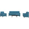 Sofa Sofos komplektas su pagalvėlėmis, 4 dalių, mėlynas, aksomas