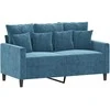 Sofa Sofos komplektas su pagalvėlėmis, 4 dalių, mėlynas, aksomas