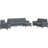Sofa Sofos komplektas su pagalvėlėmis, 4 dalių, pilkas, aksomas