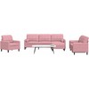 Sofa Sofos komplektas su pagalvėlėmis, 4 dalių, rožinis, aksomas