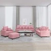 Sofa Sofos komplektas su pagalvėlėmis, 4 dalių, rožinis, aksomas