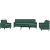 Sofa Sofos komplektas su pagalvėlėmis, 4 dalių, žalias, aksomas