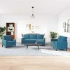 Sofa Sofos komplektas su pagalvėlėmis, 4 dalių, mėlynas, aksomas