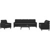Sofa Sofos komplektas su pagalvėlėmis, 4 dalių, juodas, aksomas