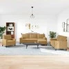 Sofa Sofos komplektas su pagalvėlėmis, 4 dalių, rudas, aksomas