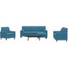 Sofa Sofos komplektas su pagalvėlėmis, 4 dalių, mėlynas, aksomas