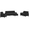 Sofa Sofos komplektas su pagalvėlėmis, 4 dalių, juodas, aksomas