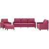 Sofa Sofos komplektas su pagalvėlėmis, 4 dalių, vyno, aksomas
