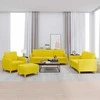 Sofa Sofos komplektas su pagalvėlėmis, 4 dalių, geltonas, audinys