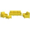 Sofa Sofos komplektas su pagalvėlėmis, 4 dalių, geltonas, audinys