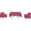 Sofa Sofos komplektas su pagalvėlėmis, 4 dalių, vyno, aksomas