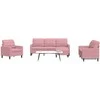 Sofa Sofos komplektas su pagalvėlėmis, 4 dalių, rožinis, aksomas