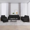 Sofa Sofos komplektas su pagalvėlėmis, 4 dalių, juodas, dirbtinė oda
