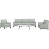 Sofa Sofos komplektas su pagalvėlėmis, 4 dalių, pilkas, aksomas
