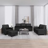 Sofa Sofos komplektas su pagalvėlėmis, 4 dalių, juodas, dirbtinė oda