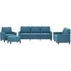 Sofa Sofos komplektas su pagalvėlėmis, 4 dalių, mėlynas, aksomas