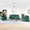 Sofa Sofos komplektas su pagalvėlėmis, 4 dalių, žalias, aksomas
